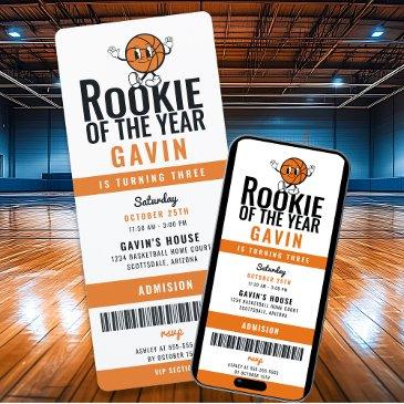 rookie of the year basketball customized birthday invitation