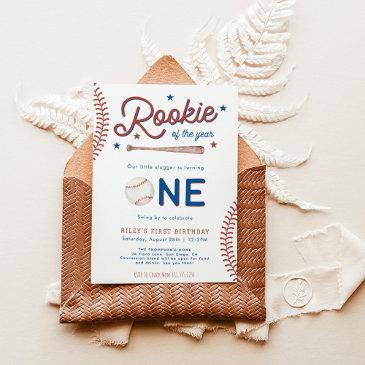 rookie of the year first birthday baseball party i invitation
