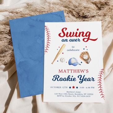 rookie year baseball first birthday invitation