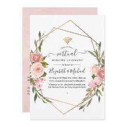 Small Rose Gold And Blush Pink Online Virtual Wedding Invitation Front View
