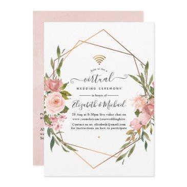 rose gold and blush pink online virtual wedding invitation
