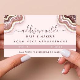 Small Rose Gold Blush Pink Glitter Agate Geode Appointme Appointment Invitations Front View