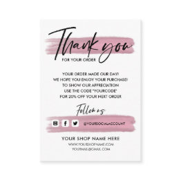 Small Rose Gold Business Thank You Handlettered And Logo Enclosure Invitations Front View