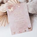 rose gold foil pink butterfly sweet 16 party foil invitation