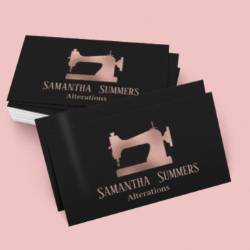 rose gold foil sewing machine alterations tailor business invitations