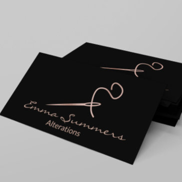 rose gold foil thread needle sew alterations business invitations