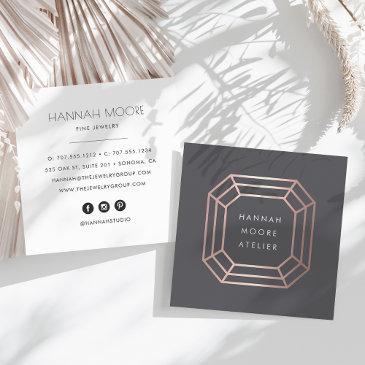 rose gold gemstone logo | jewelry design square business invitations