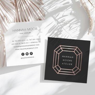 rose gold gemstone logo | jewelry design square business invitations