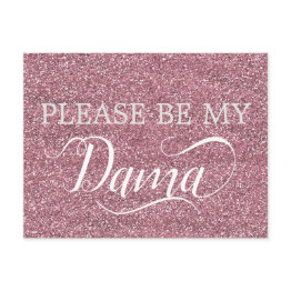 Small Rose Gold Glitter Dama Quinceanera Dama Proposal Invitation Postinvitations Front View