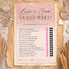 Small Rose Gold Glitter Ombre Pink Guess Bridal Game Front View