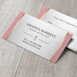 Small Rose Gold Hair Stylist Modern Silver Appointment Front View