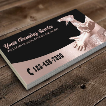rose gold house cleaning maid service modern business invitations