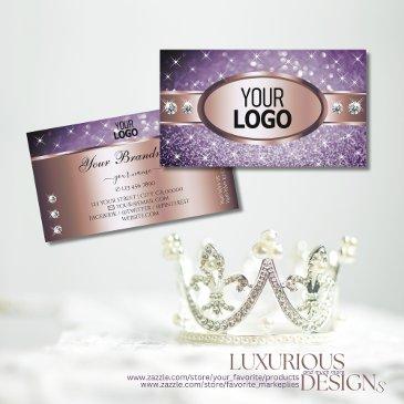 rose gold purple glitter stars diamonds add logo business invitations