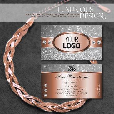 rose gold silver glitter stars diamonds add logo business invitations
