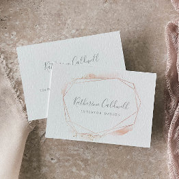 Small Rose Gold Watercolor Geometric Business Invitations Front View