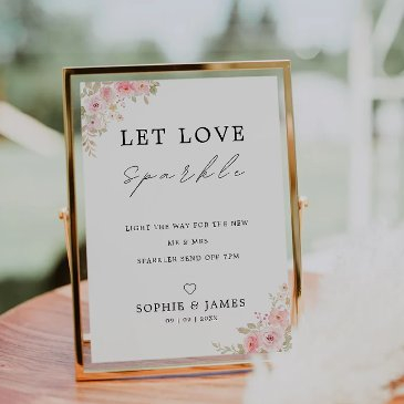 rose sparklers sign, wedding send off sign, invitation