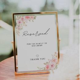 Small Rose Wedding Reserved Bride's Family Sign Template Front View