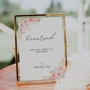 rose wedding reserved bride's family sign template