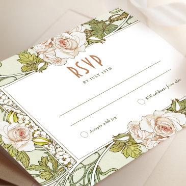 rose wedding rsvp insert vintage art nouveau mucha invitation