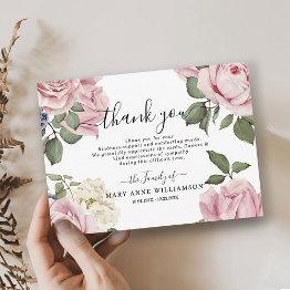 Small Roses Funeral Thank You Invitations Front View