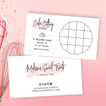 round 9" cake cutting diagram 2x2 servings guide enclosure invitations