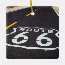 Small Route 66 Highway Marker, Arizona Ceramic Ornament Front View