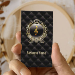 Small Royal Black Music Lessons Business Invitations Front View