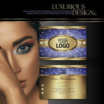royal blue glitter stars diamonds and logo gold business invitations