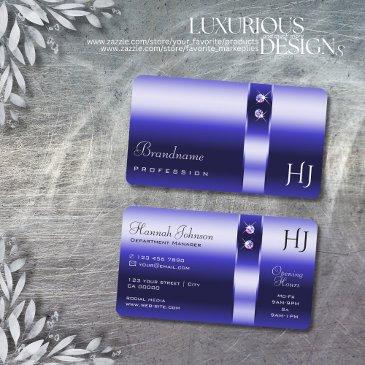 royal blue gradient shimmering diamonds initials business invitations