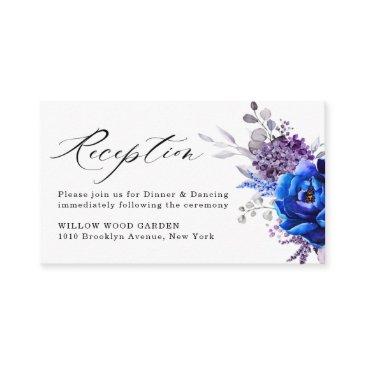 royal blue lilac purple floral wedding reception enclosure invitations