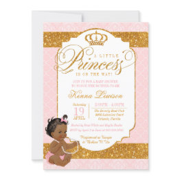 Small Royal Little Princess Pink And Gold Baby Shower Invitation Front View