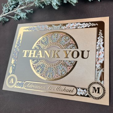 royal nouveau real foil wedding thank you invitations