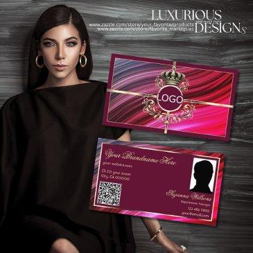 royal pink burgundy gold crown logo photo qr code business invitations