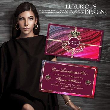 royal pink burgundy gold crown with logo nobly business invitations