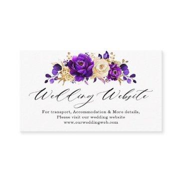 royal purple violet gold floral wedding website enclosure invitations