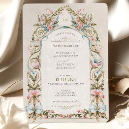 Small Royal Victorian Garden Wedding Invitation Front View