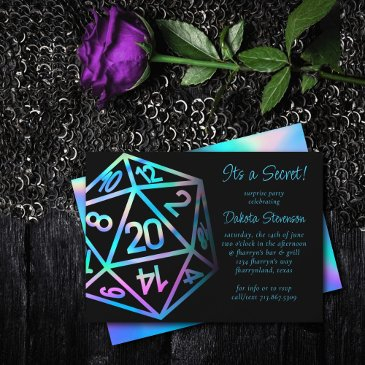 rpg dice | holo fantasy tabletop pnp gamer party invitation