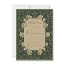Small Rsvp Regal Emerald Green Antique Gold Baroque Invitation Front View