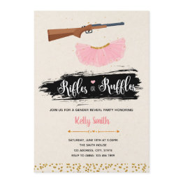 Small Ruffles Or Rifles Gender Reveal Party Invitation Front View