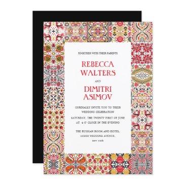 russian folk art khokhloma border wedding invitation