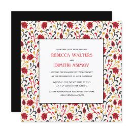 Small Russian Folk Art Khokhloma Foliage Wedding Invita Invitation Front View
