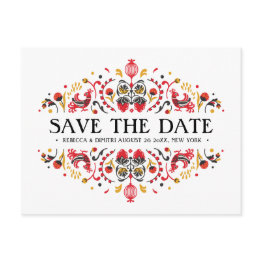 Small Russian Folk Art Khokhloma Wedding Announcement Postinvitations Front View