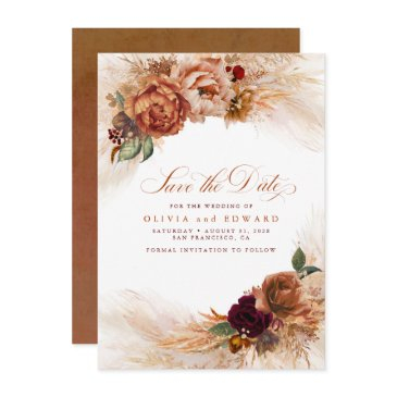 rust terracotta burnt orange fall save the date invitation