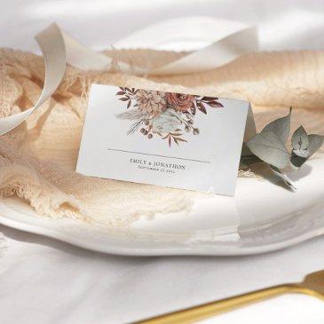 rustic autumn florals names date wedding place invitations