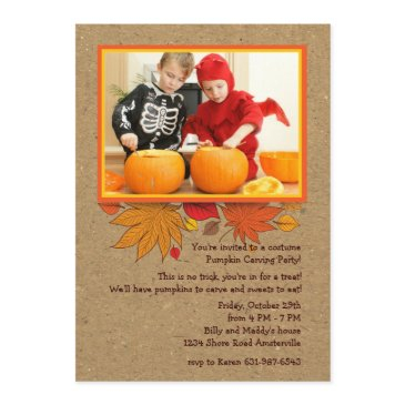 rustic autumn photo halloween invitation