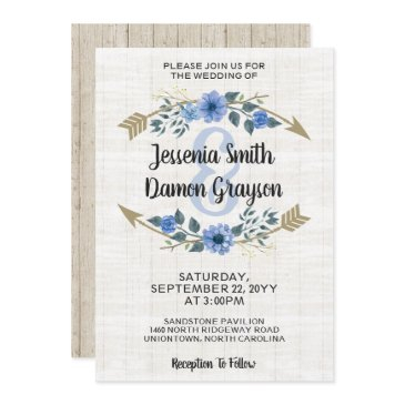rustic boho arrows & floral wedding invitation