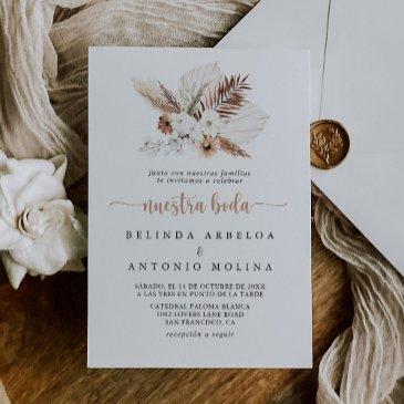 rustic boho elegant floral nuestra boda wedding invitation