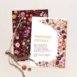 Small Rustic Boho Fall Wildflower Garden Wedding Details Enclosure Invitations Front View