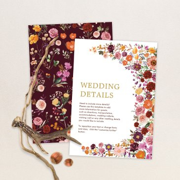 rustic boho fall wildflower garden wedding details enclosure invitations