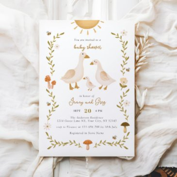rustic boho goose baby shower invitation